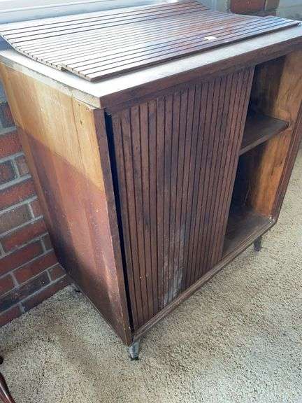 Wooden Cabinet with Sliding Doors- ONE DOOR BROKEN