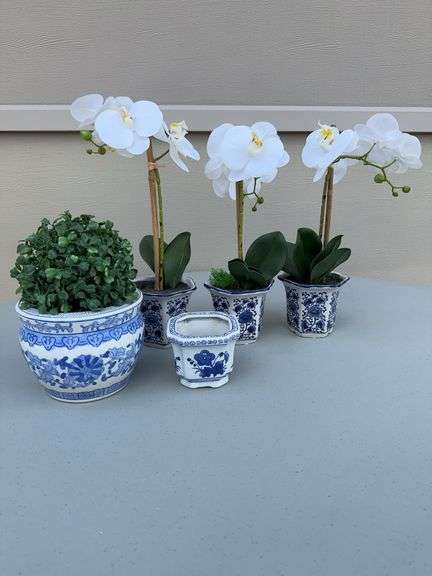 (5) Blue and White Flower Pots