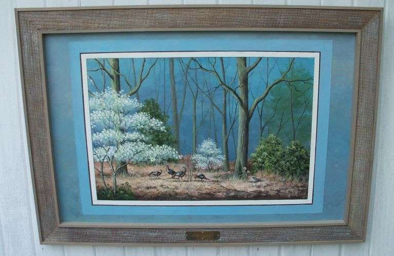 1995 Tom Miller 24x34 painting Wild Turkey