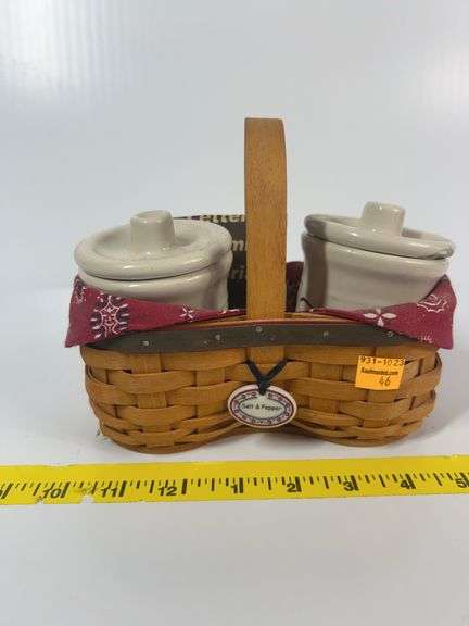 Longaberger Barbecue Buddy Basket with Salt and Pepper Crocks