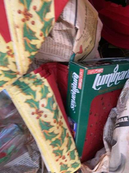 Green Double Bar Light with Chain, Large Box of Assorted Glassware