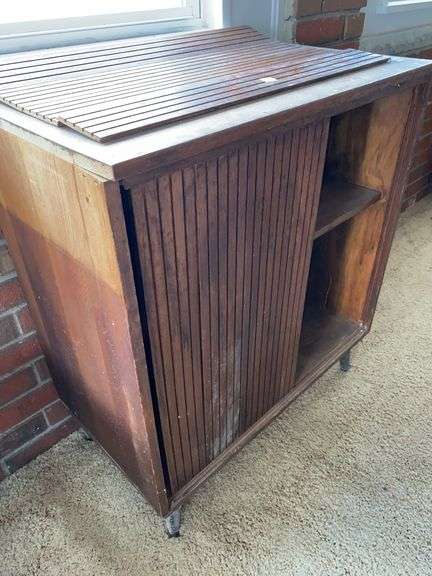 Wooden Cabinet with Sliding Doors- ONE DOOR BROKEN