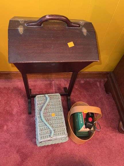 Sewing Stand with Contents, Sewing Box with Contents, Sewing Supplies