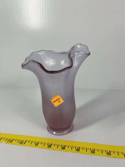 Fenton Pink Fluted Vase