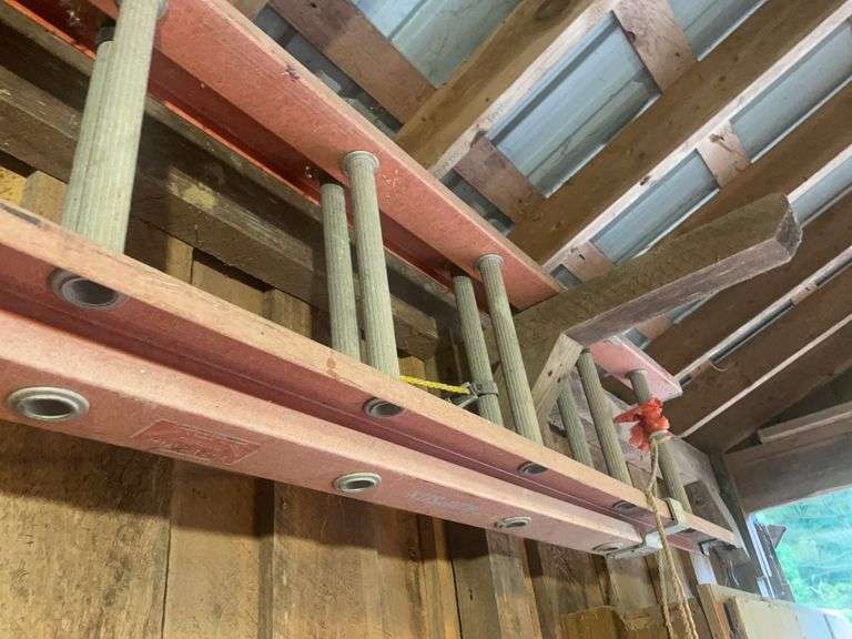 26 ft. Aluminum Extension ladder & parts wooden ladder