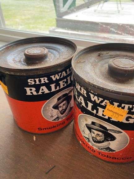 (2) Vintage Prince Albert Tobacco Cans, (2) Vintage Sir Walter Raleigh Tobacco Cans