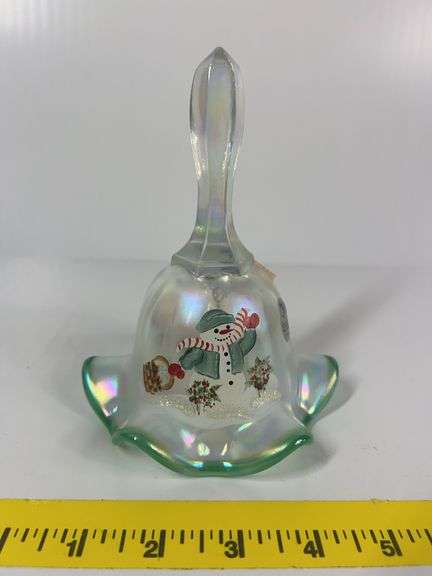 Fenton Longaberger Glass Snowman Bell