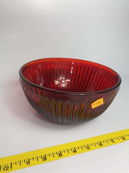 Vintage Ruby Red Glass Serving Bowl