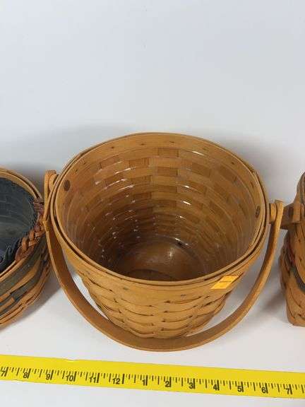 2 Round Longaberger Fruit Baskets, 1 Square Bee Basket