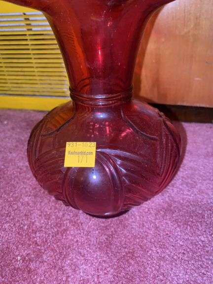 Fenton Cranberry Ruffled Vase
