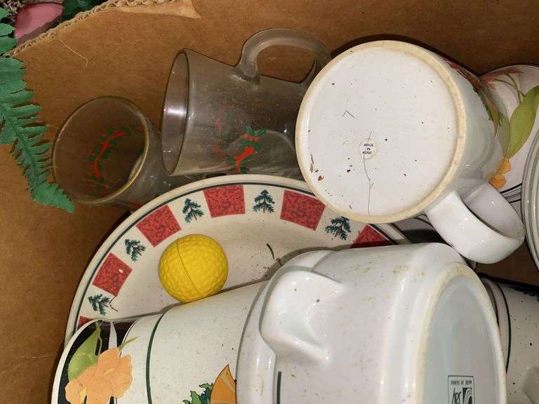 Box of Christmas Dishware