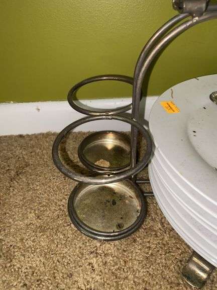 Silver Plated Dish and Silverware Holder, with Silver Plated Utensils and Plates