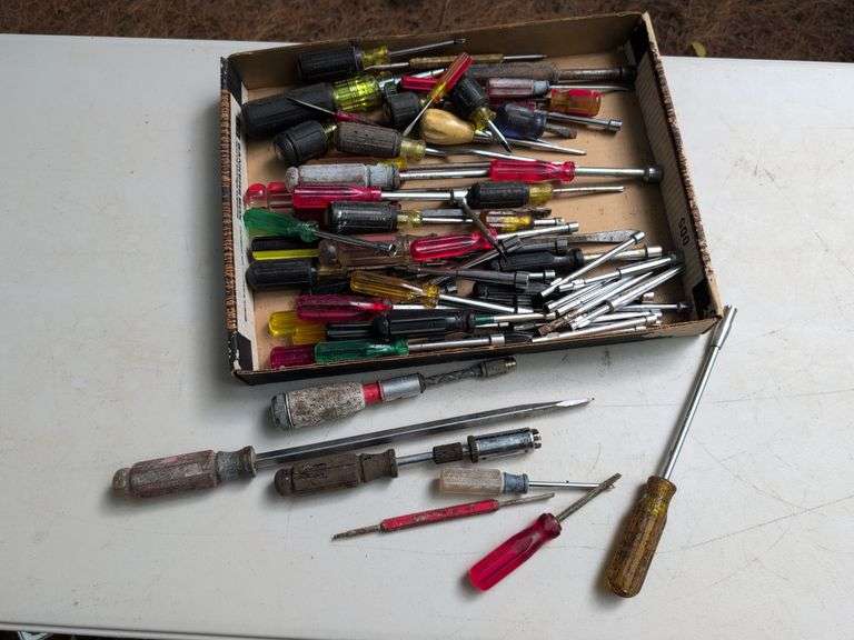 Flat of various screwdrivers