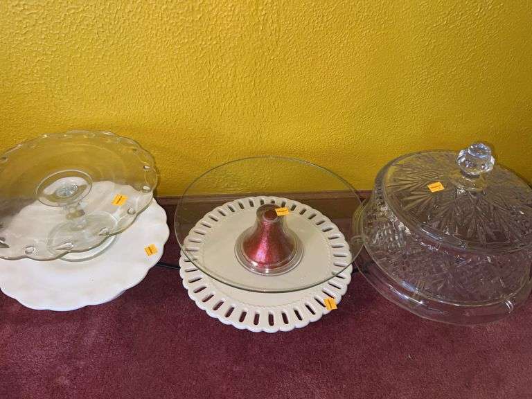 (4) Glass Cake Stands/Platters