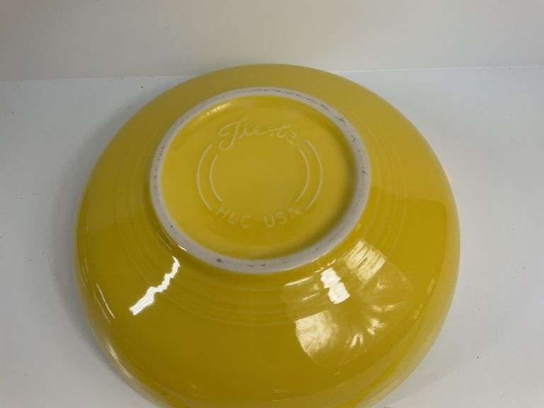 Yellow Fiesta Ware Platter, Bowls and Vegetable Bowl