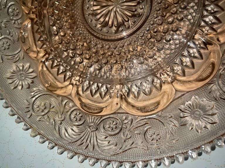Pink Uranium Glass Platter and Plate