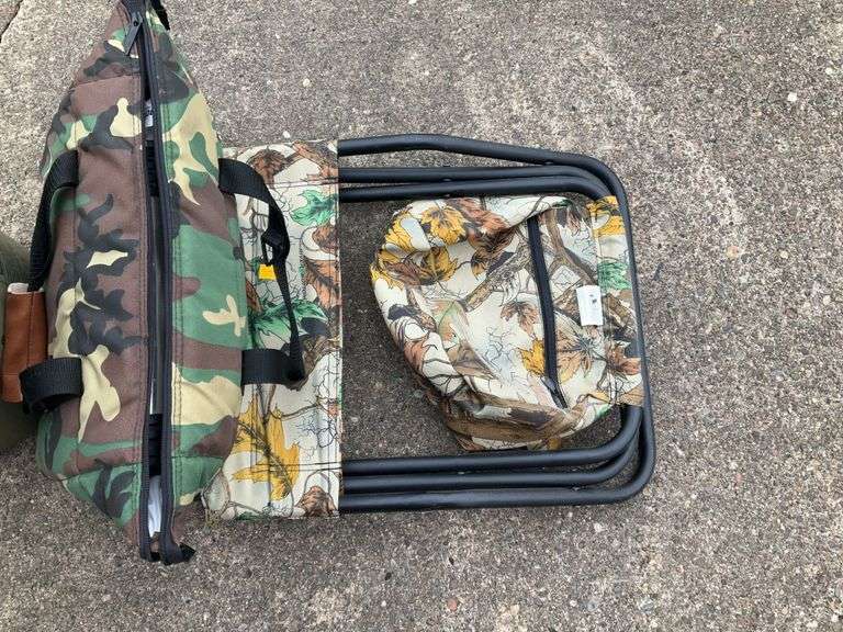 Cabelas 5 Gallon Bucket Swivel Seat, Camouflage Folding Seat, Camouflage Cooler with Thermos