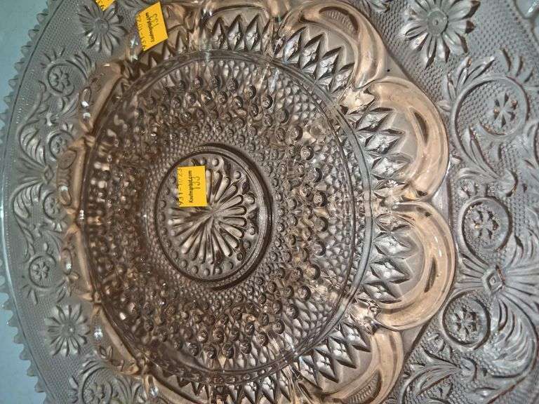 Pink Uranium Glass Platter and Plate