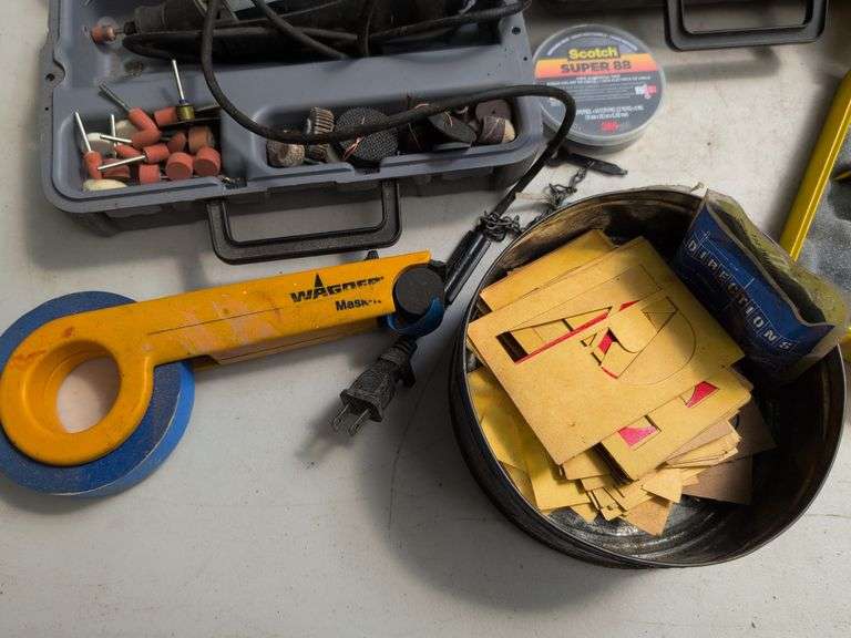 Dremel tool kit, label maker, stencils, and more