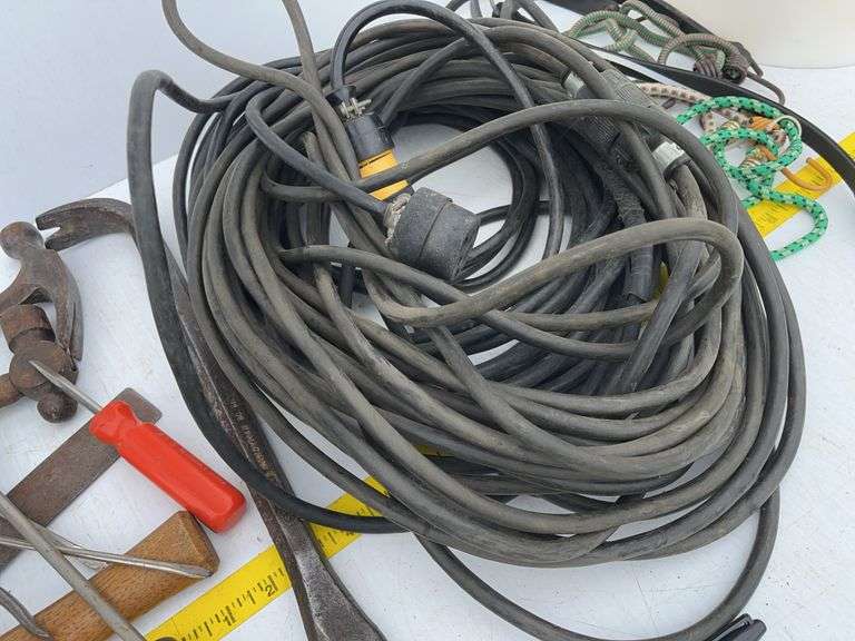 Bucket with Extension Cord and Handtools
