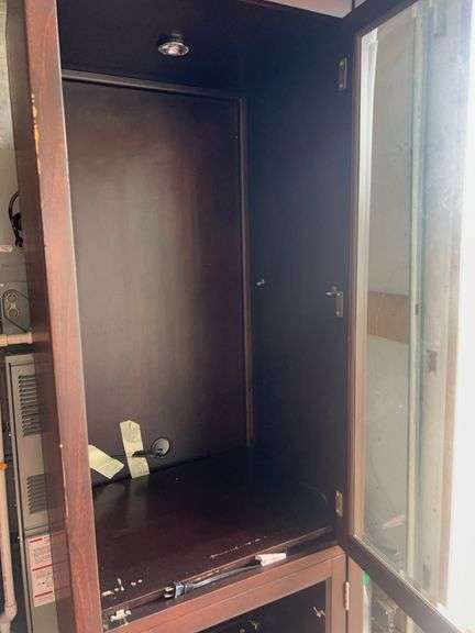 Wooden Cabinet with Light, ONE GLASS DOOR MISSING