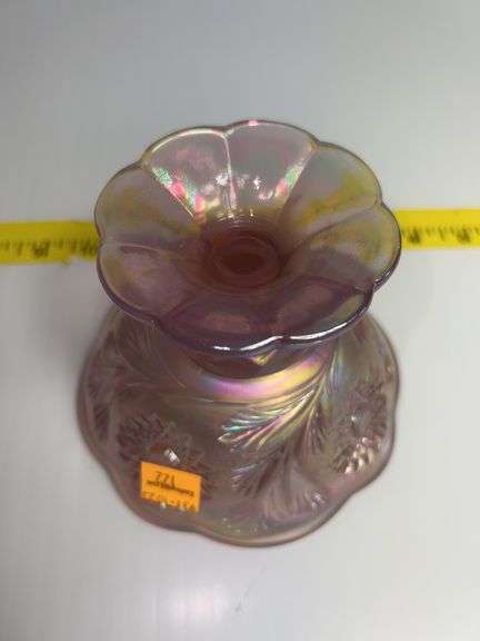 Fenton Lilac Carnival Glass Compote