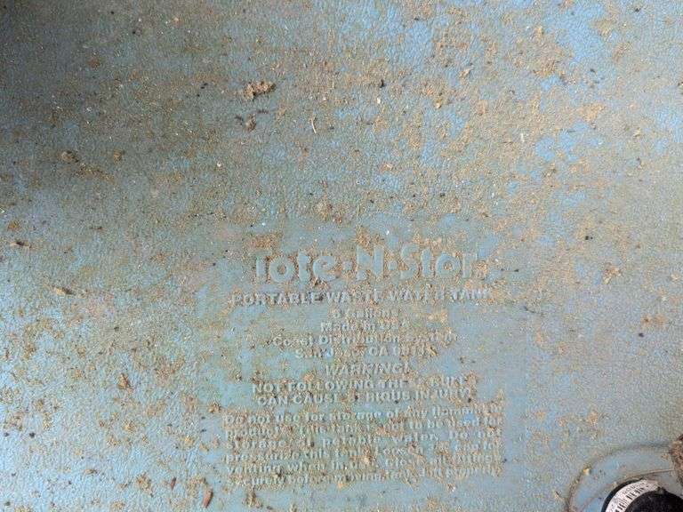 (3) portable waste water tanks, (2) water tanks, and 1.8 ton car jack