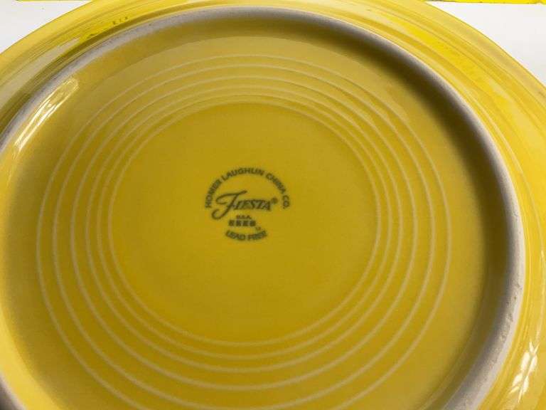 4 Yellow Fiesta Ware Plates, Casserole Dish