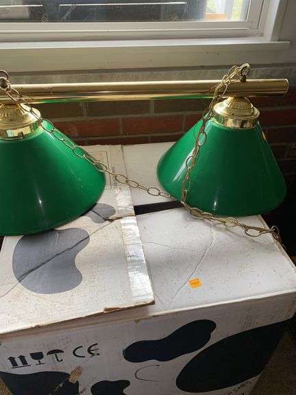 Green Double Bar Light with Chain, Large Box of Assorted Glassware