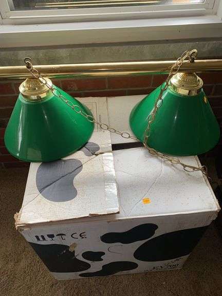 Green Double Bar Light with Chain, Large Box of Assorted Glassware