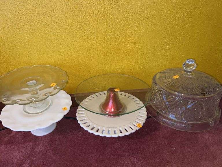 (4) Glass Cake Stands/Platters