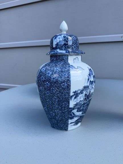 White and Blue Bowl, Porcelain Eggs, Glass Balls, Pitcher and a Spice Jar