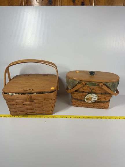 1997 Longaberger Fellowship Basket, Longaberger Picnic Basket and Liners