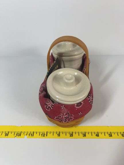 Longaberger Barbecue Buddy Basket with Salt and Pepper Crocks