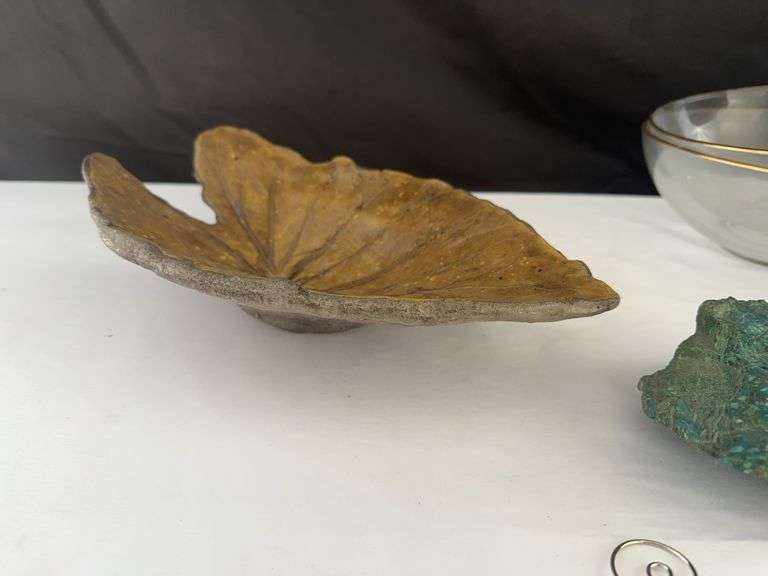 (2) Bowls, Canister, Leaf Decor, and other misc.