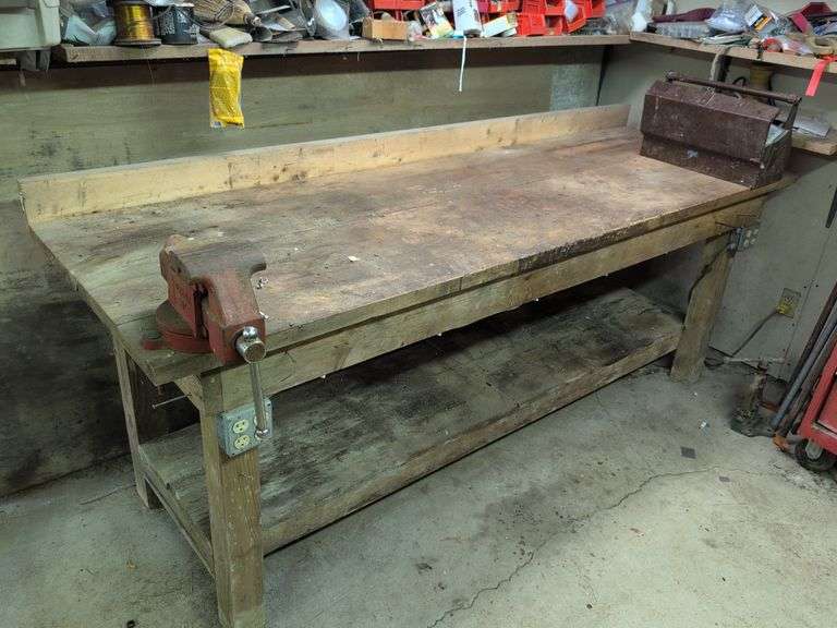 Wooden work bench - contents not included