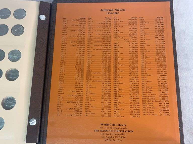 1938-2005 Jefferson Nickels Complete Book