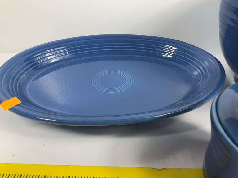 Blue Fiestaware Bowl, Platter, Sugar Bowl