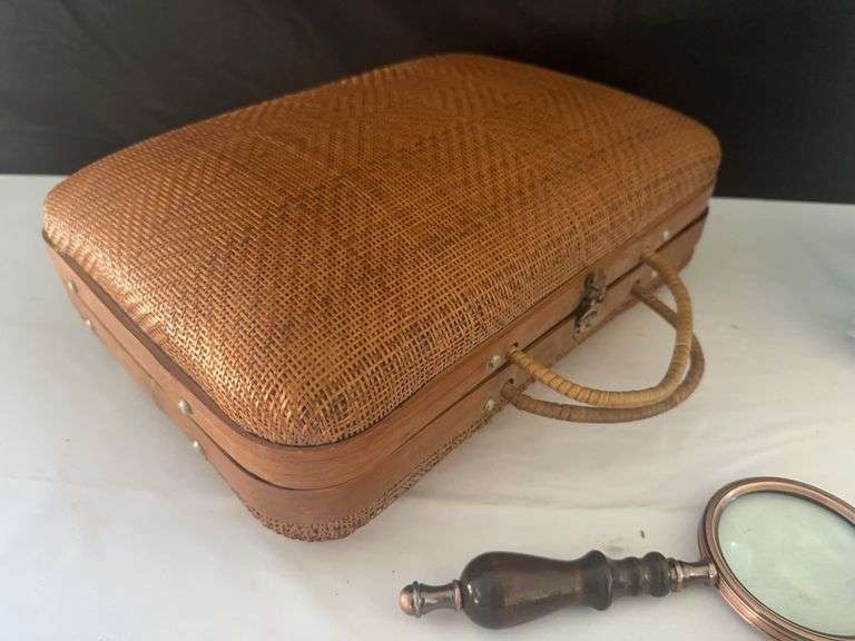 Cigar Case, (2) Stuffed Animals, Basket, (4) Napkin Rings, and other misc.