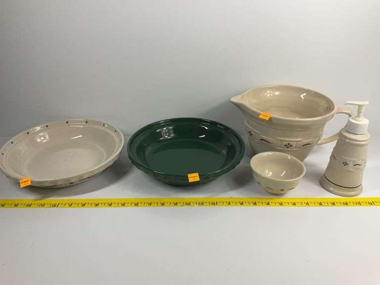Longaberger Plates, Bowls and Pitcher, Soap Dispenser