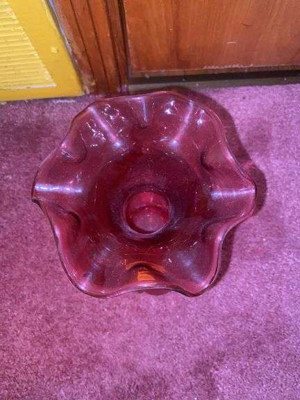 Fenton Cranberry Ruffled Vase