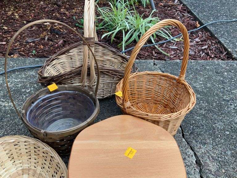 4 Wicker Baskets, 1 Longaberger BasketBasket