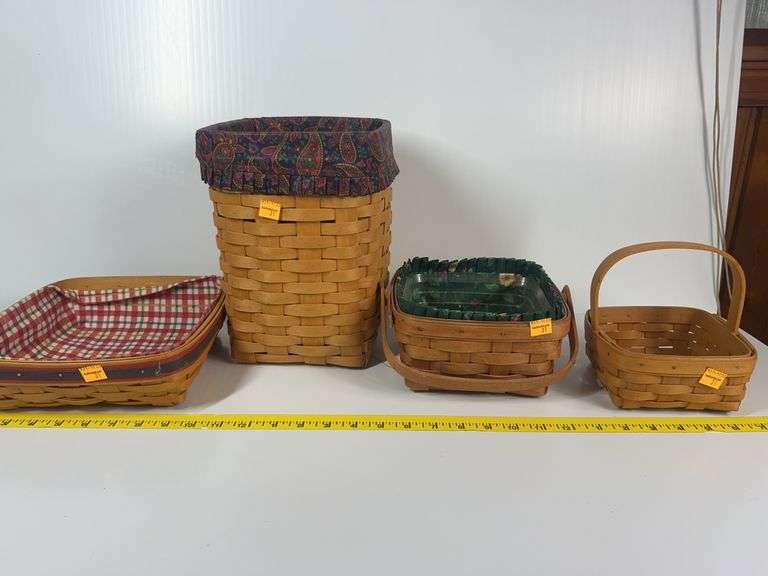 Longaberger Picnic Pan Liner, Waste Can Liner, 2 Small Baskets