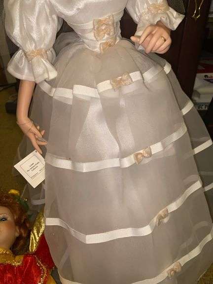 Seymour Mann Connoisseur Collection Christmas Angel Porcelain Doll, Ashton Drake 1999 Bridal Porcela