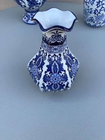 (3) Blue and White Spice Jars