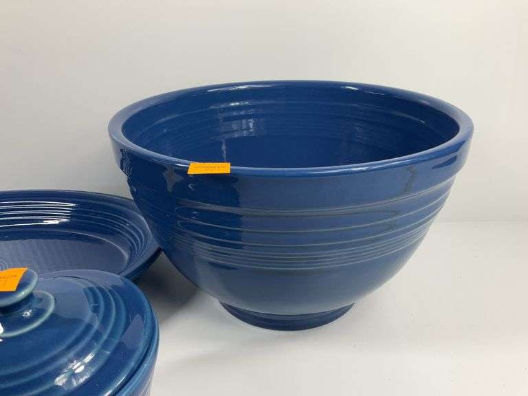 Blue Fiestaware Bowl, Platter, Sugar Bowl