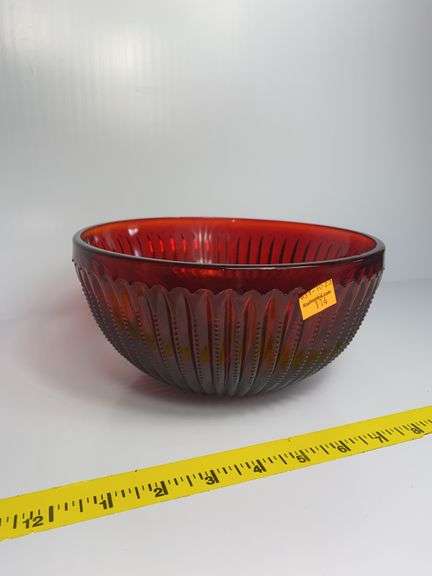 Vintage Ruby Red Glass Serving Bowl