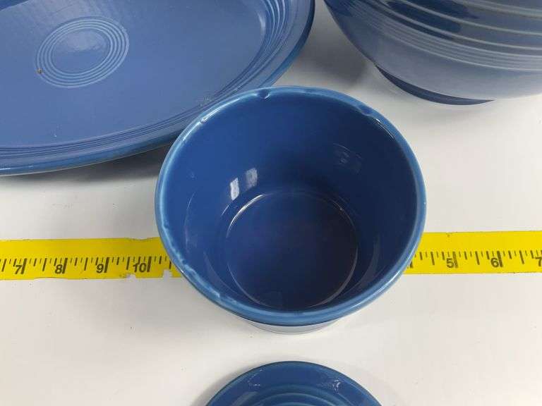 Blue Fiestaware Bowl, Platter, Sugar Bowl