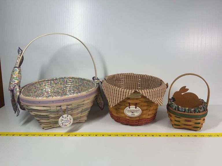 Longaberger Happy Easter Basket, 1999 Longaberger Collectors Club Homestead Basket, Longaberger Smal