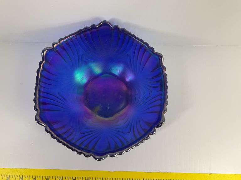 Vintage Blue Fenton Carnival Glass Bowl